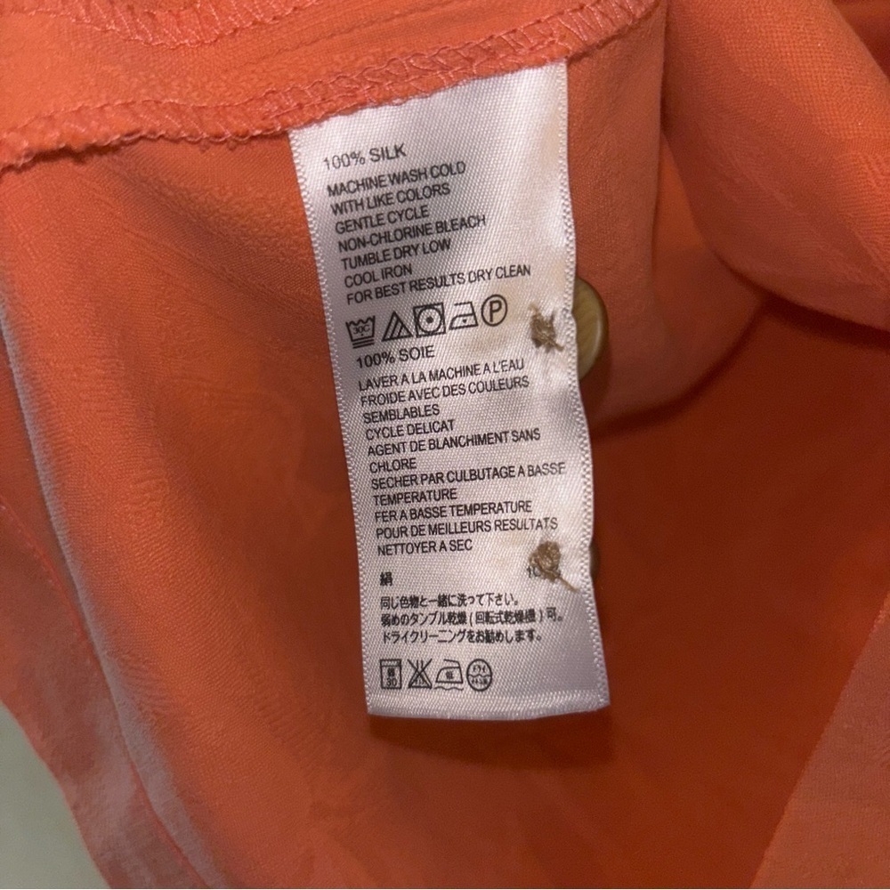 Tommy Bahama Orange Silk Short Sleeve Shirt, Large - Picture 3 of 4